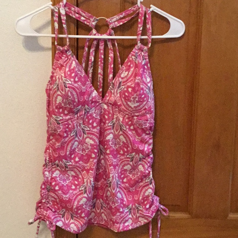 Cupshe pink plunging boho tankini top & high rise bottom set